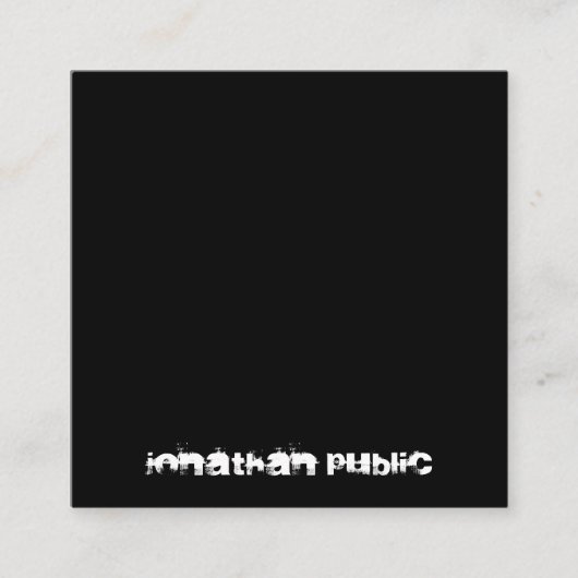 Zwart-wittekst zwart-wit B&W legant minimalistisch Vierkante Visitekaartje (Voorkant)