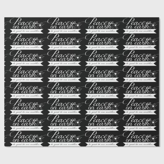 Zwart wittekstwitboek voor vrede op aarde cadeaupapier (Vlak)
