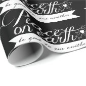 Zwart wittekstwitboek voor vrede op aarde cadeaupapier (Rol Hoek)