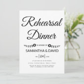 Zwart, wittepografie bruiloft repetitief diner kaart (Staand voorkant)