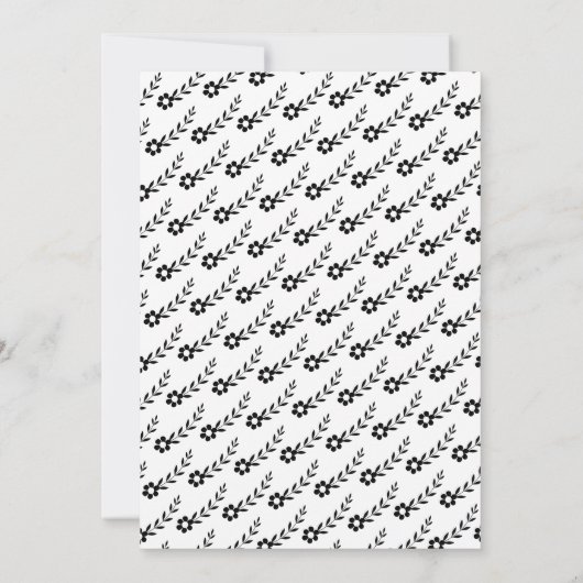 Zwart, wittepografie bruiloft repetitief diner kaart (Achterkant)