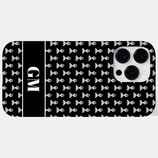 Zwart-witteprikschaken, aangepast monogram Case-Mate iPhone case (Achterkant (horizontaal))