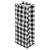 Zwart-wittest Gingham Pset Wijn Cadeautas (Achterkant Gekanteld)