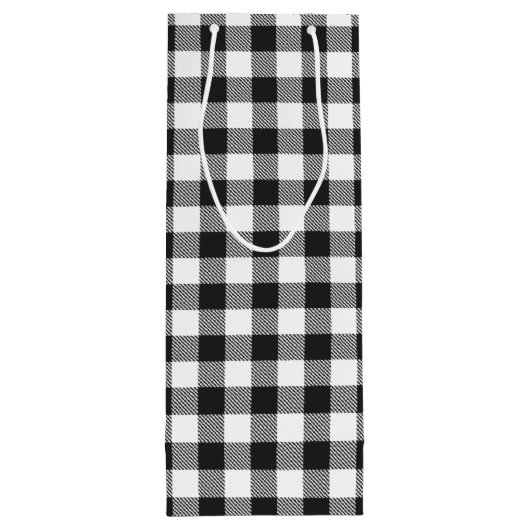 Zwart-wittest Gingham Pset Wijn Cadeautas (Achterkant)