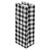 Zwart-wittest Gingham Pset Wijn Cadeautas (Voorkant Gekanteld)