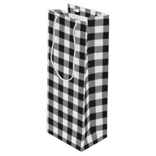 Zwart-wittest Gingham Pset Wijn Cadeautas