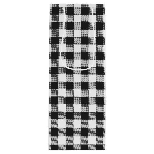 Zwart-wittest Gingham Pset Wijn Cadeautas (Voorkant)