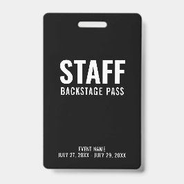Zwart-wittewerk backstage-paspoort ID Badge
