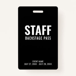 Zwart-wittewerk backstage-paspoort ID Badge