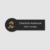 Zwart wittewerkgesteld logo naamplaatje (Voorkant)