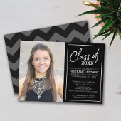 Zwart-wittewit Afstuderen Fotoaankondiging Kaart