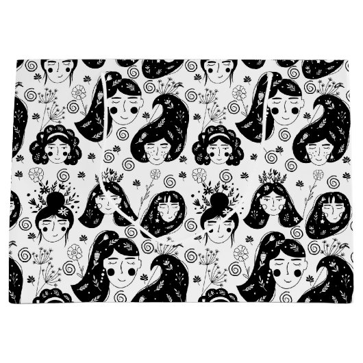 Zwart-wittewit kindmeisje Gift-tas Groot Cadeauzakje (Voorkant)