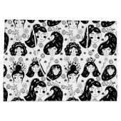 Zwart-wittewit kindmeisje Gift-tas Groot Cadeauzakje (Achterkant)