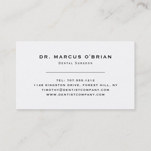 Zwart-wittgebit Logo, tandheelkunde, tandheelkunde Visitekaartje (Achterkant)