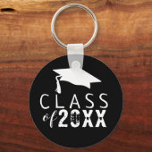 Zwart-wittypografie Klasse Afstuderen Sleutelhanger (Voorkant)