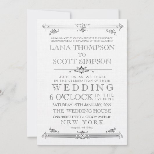 -zwart-wittypografie Weddenschappen uitnodigen Kaart (Voorkant)