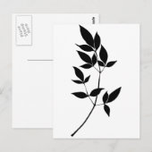 Zwart-witvectorbladeren, tak-silhouet briefkaart (Voorkant / Achterkant)