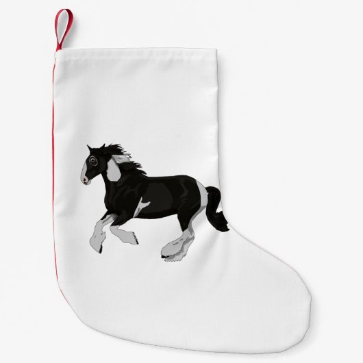 Zwart-witverf in een gipspaard kleine kerstsok (Voorkant)