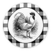 Zwart witvinkje land Rooster Keramische Knop (Voorkant)