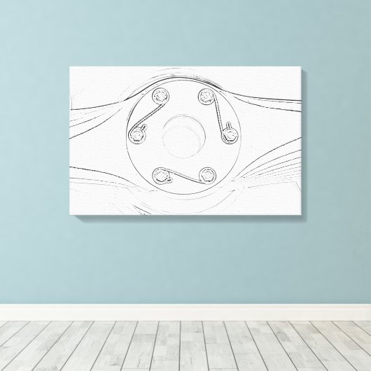 Zwart-witvliegtuig — Propeller Canvas Afdruk (Insitu (Houten vloer))