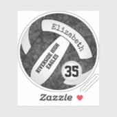 Zwart witvolleybal met naam schoolteam sticker (Vel)