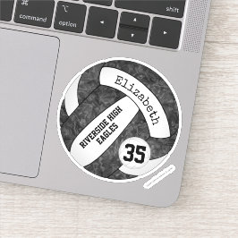 Zwart witvolleybal met naam schoolteam sticker