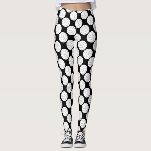 Zwart-witvolleybalverleggercompressiepants Leggings (Voorkant)