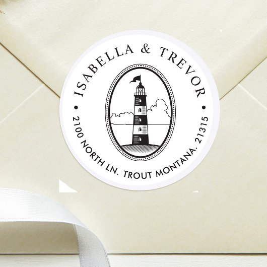 Zwart-witvuurtoren | Nautisch geacht Ronde Sticker