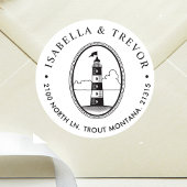 Zwart-witvuurtoren | Nautisch geacht Ronde Sticker