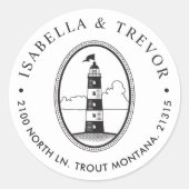 Zwart-witvuurtoren | Nautisch geacht Ronde Sticker (Voorkant)