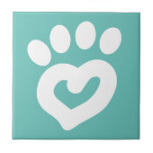 Zwart-witwagentje — Hart afdrukken Blauwgroen Tegeltje (Voorkant)