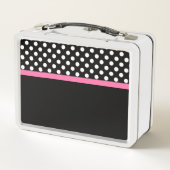 Zwart-witwand-witte stippen Patroonroze roze roze  (Achterkant)