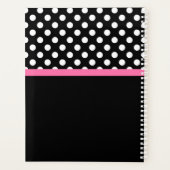Zwart-witwand-witte stippen Patroonroze roze roze  Planner (Achterkant)