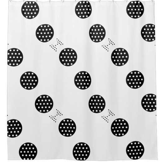 Zwart-witwandelpunten Circulaire Showgordijn Douchegordijn (Voorkant)