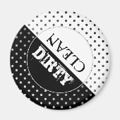 Zwart-witwasmachine met minialistische retro-wasma magneet (Voorkant)