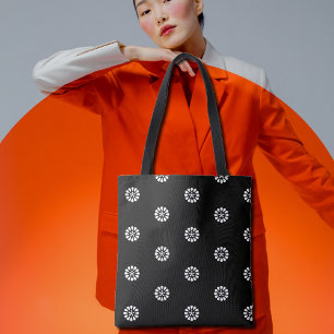 Zwart-witwasprogramma - Art Deco-patroon Tote Bag