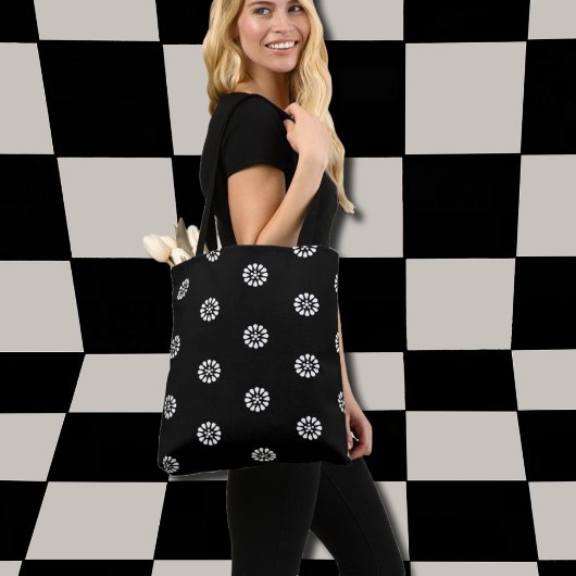 Zwart-witwasprogramma - Art Deco-patroon Tote Bag