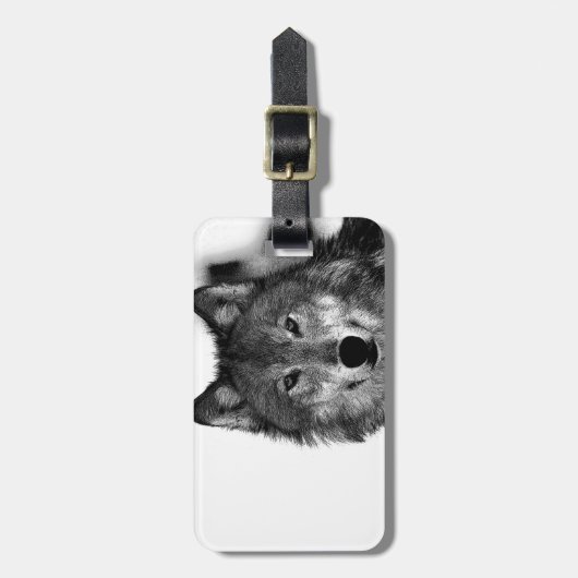 Zwart-witwerk met Wolf Bagagelabel (Voorkant verticaal)