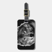 Zwart-witwerk met Wolf Bagagelabel (Voorkant verticaal)