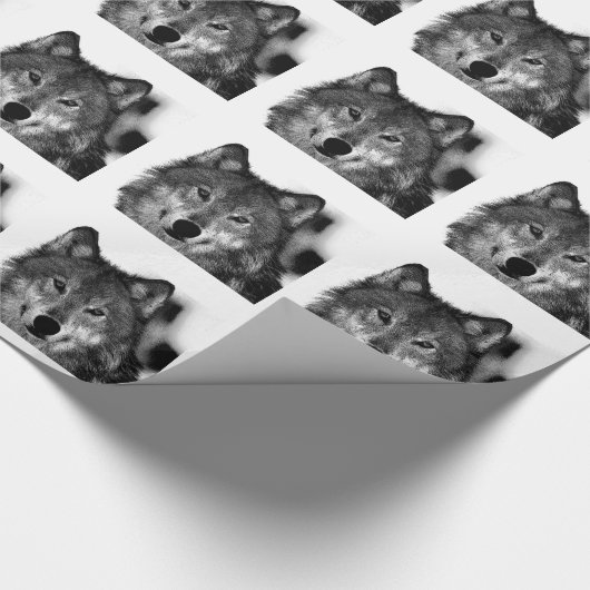 Zwart-witwerk met Wolf Cadeaupapier (Hoek)
