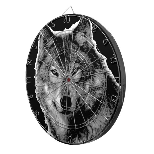 Zwart-witwerk met Wolf Dartbord (Voorkant Rechts)