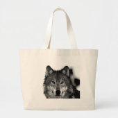 Zwart-witwerk met Wolf Grote Tote Bag (Voorkant)