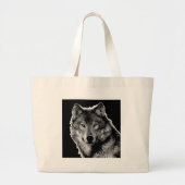 Zwart-witwerk met Wolf Grote Tote Bag (Voorkant)