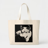 Zwart-witwerk met Wolf Grote Tote Bag (Voorkant)