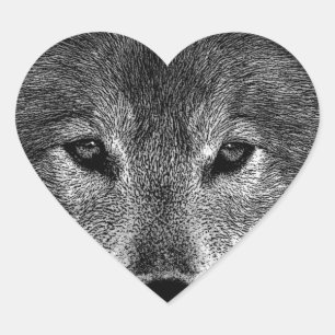Zwart-witwerk met Wolf Hart Sticker