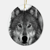 Zwart-witwerk met Wolf Keramisch Ornament (Links)