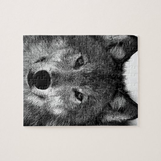 Zwart-witwerk met Wolf Legpuzzel (Horizontaal)