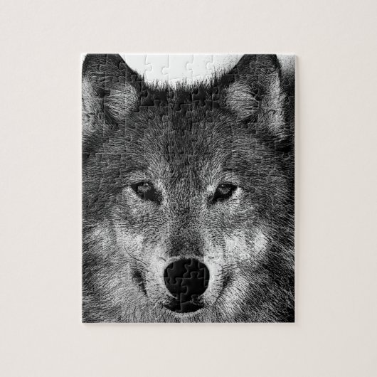 Zwart-witwerk met Wolf Legpuzzel (Verticaal)