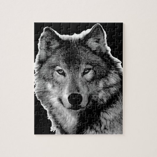 Zwart-witwerk met Wolf Legpuzzel (Verticaal)