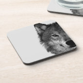 Zwart-witwerk met wolf oog bier onderzetter (Linkerzijde)